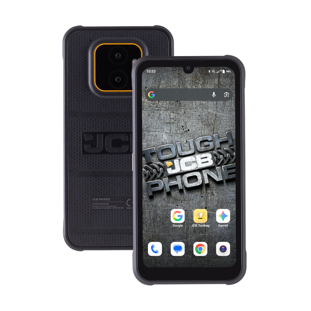 JCB Toughphone E50 rugged 5G smartphone front view