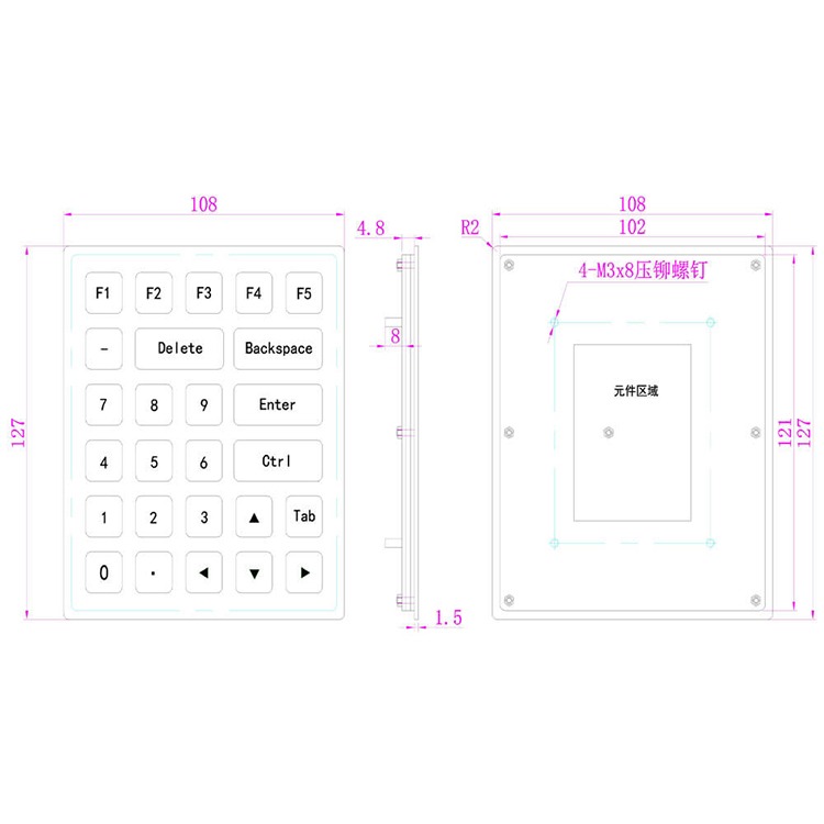 Rugged rkp-26fk-kiosk stainless steel flat key keypad 3 Rugged rkp-26fk-kiosk stainless steel flat key keypad - image 3