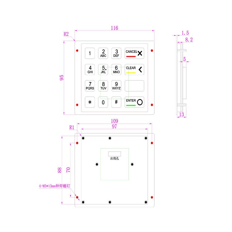 Rugged rkp-mini-16-bl mini stainless steel keypad 4 Rugged rkp-mini-16-bl mini stainless steel keypad - image 4